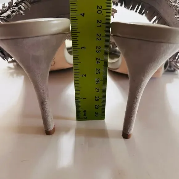 Joie Poppi Suede Leather Fringe Stilleto Slip On Heels Size 39.5 - Picture 3 of 9